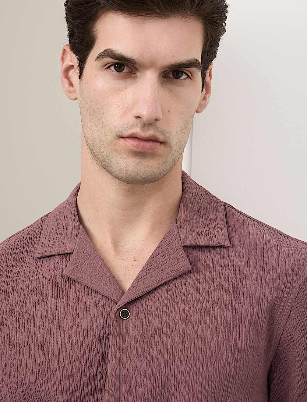 Relaxed Fit Crinkle Seersucker Shirt