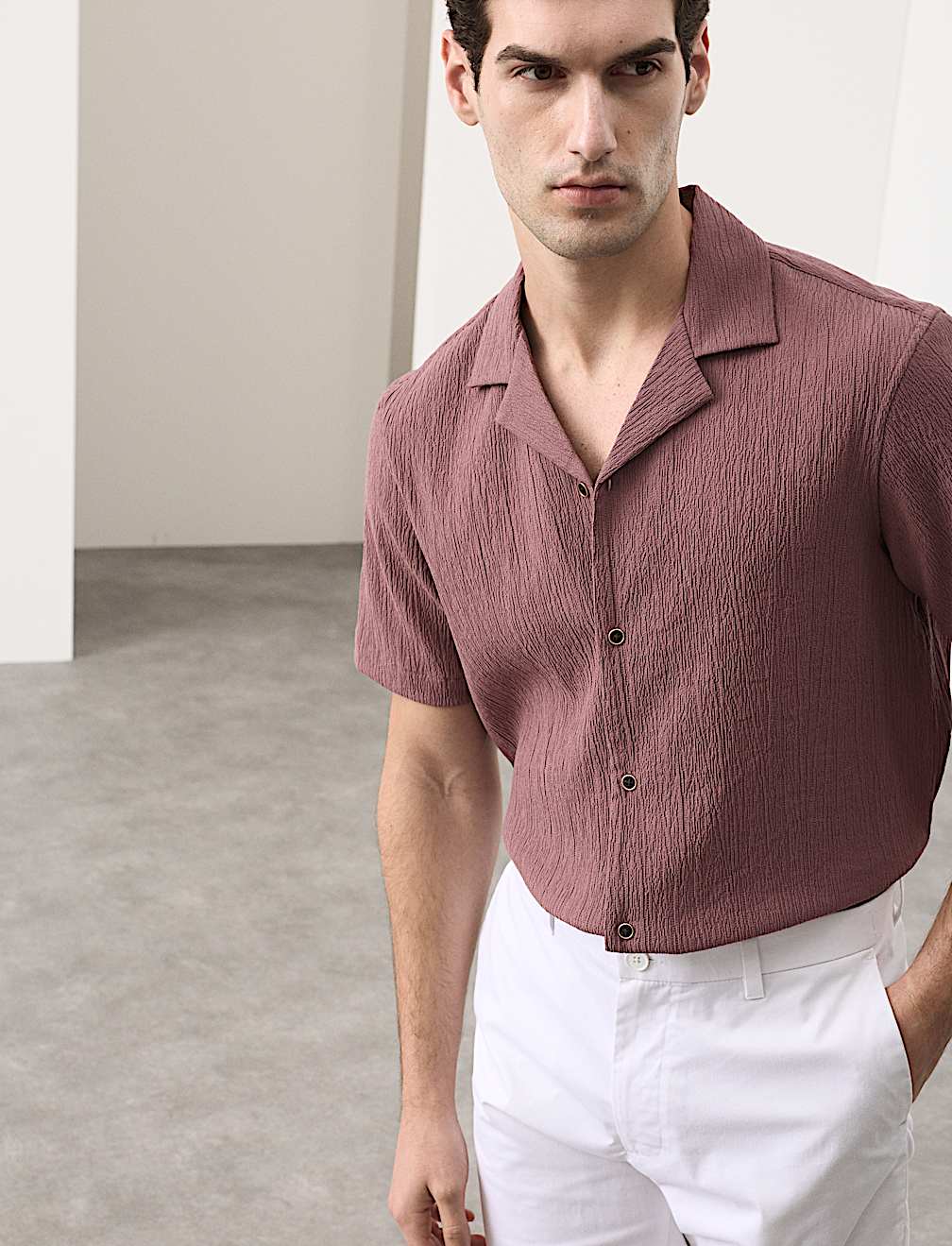 Relaxed Fit Crinkle Seersucker Shirt