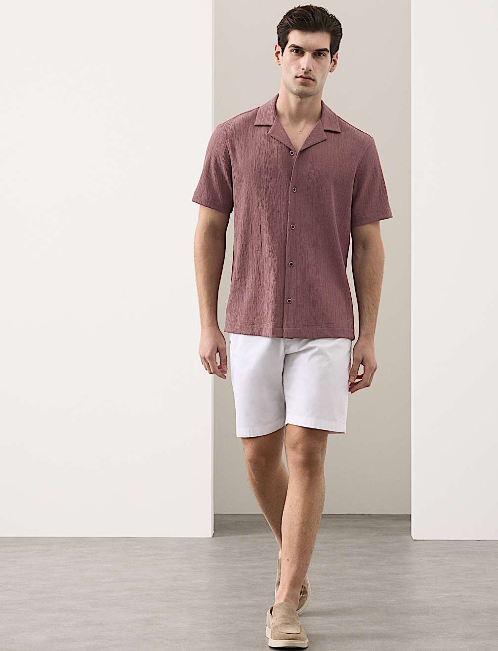 Relaxed Fit Crinkle Seersucker Shirt