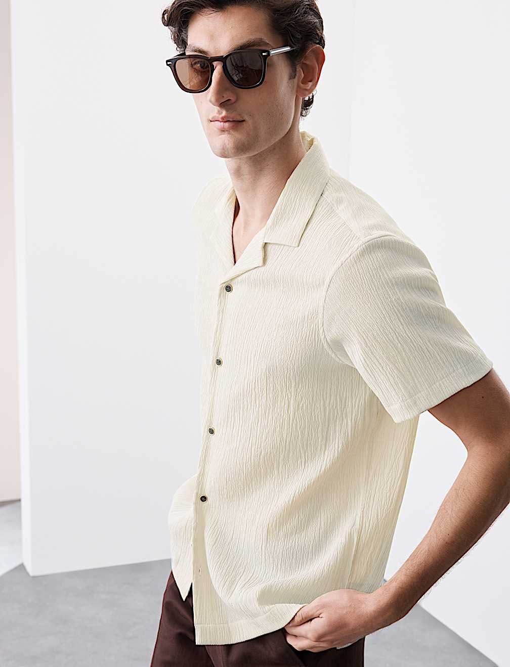Relaxed Fit Easy Iron Seersucker Shirt