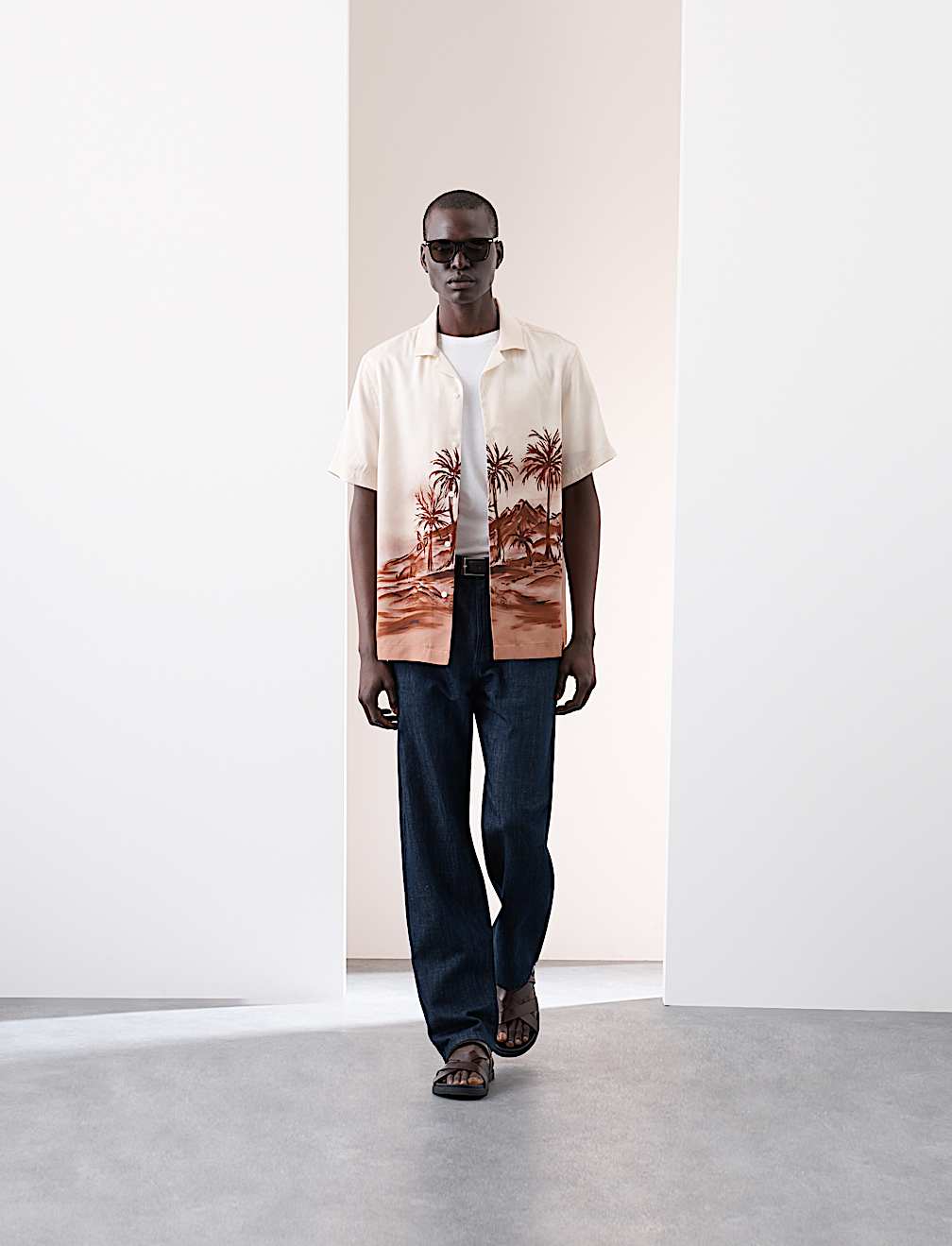 Scenic Print Cuban Collar Shirt