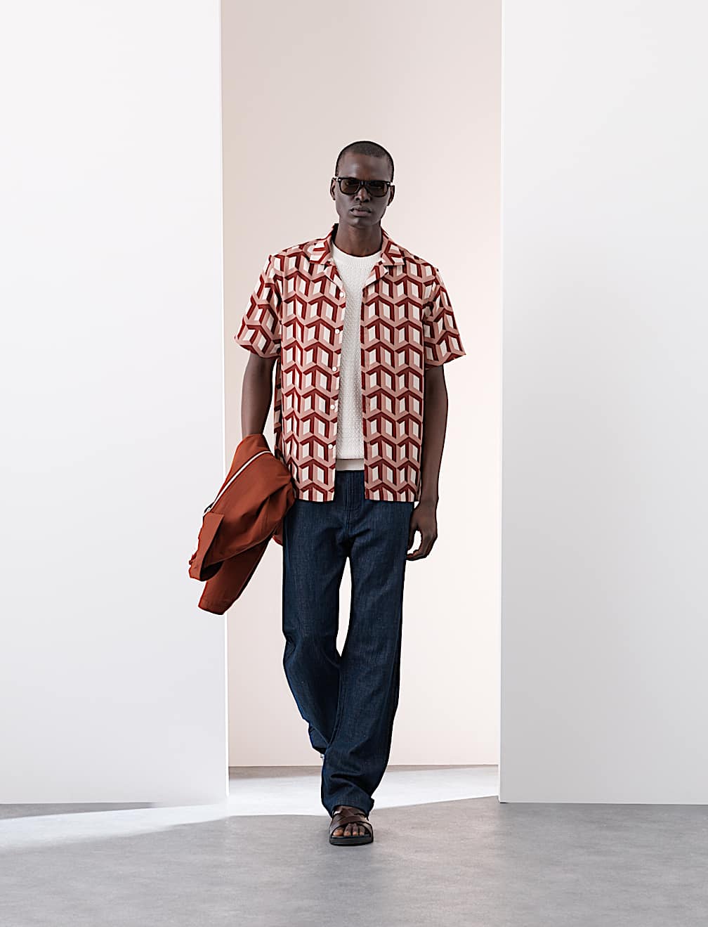 Regular Fit Short Sleeve Geometric Print Shirt