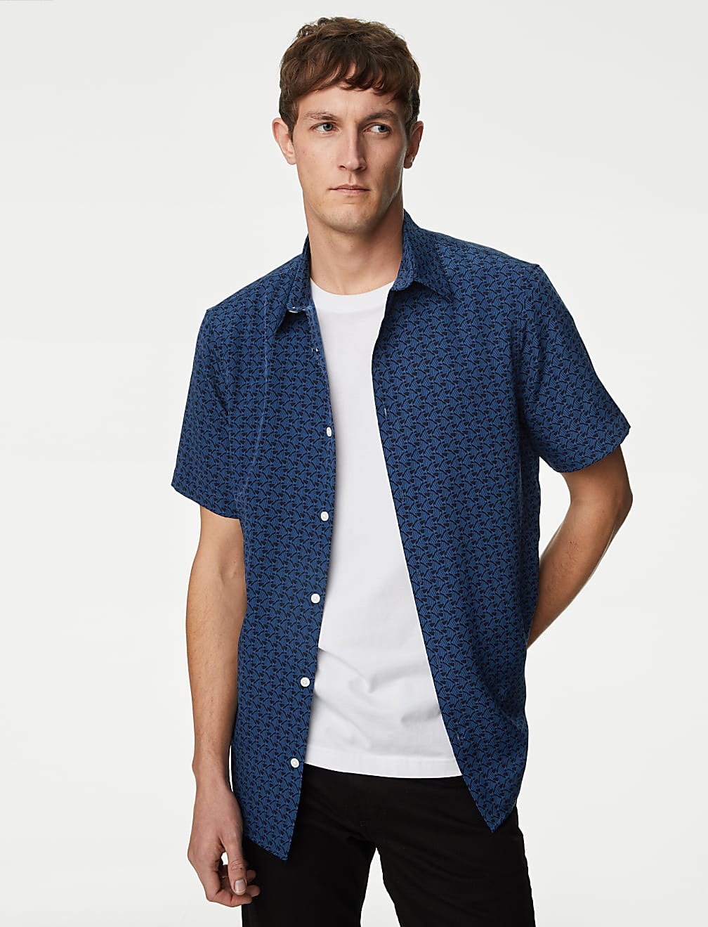 Easy Iron Geometric Print Shirt