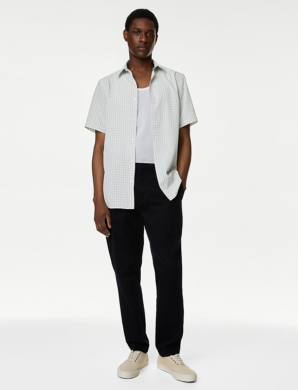 Easy Iron Geometric Print Shirt