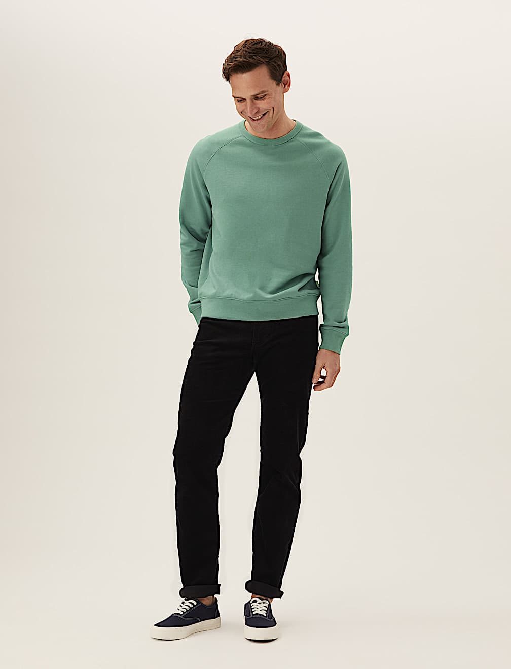 Pure Cotton Raglan Crew Neck Sweatshirt