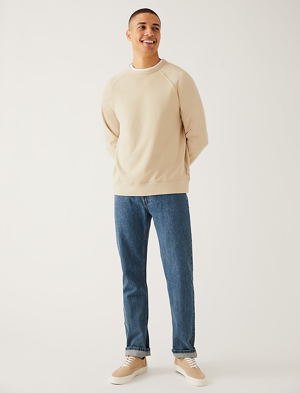 Pure Cotton Raglan Crew Neck Sweatshirt