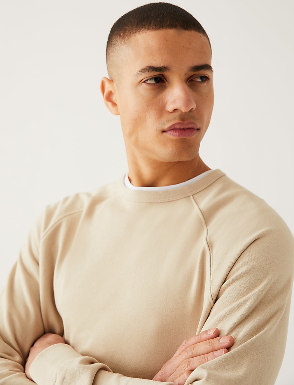 Pure Cotton Raglan Crew Neck Sweatshirt