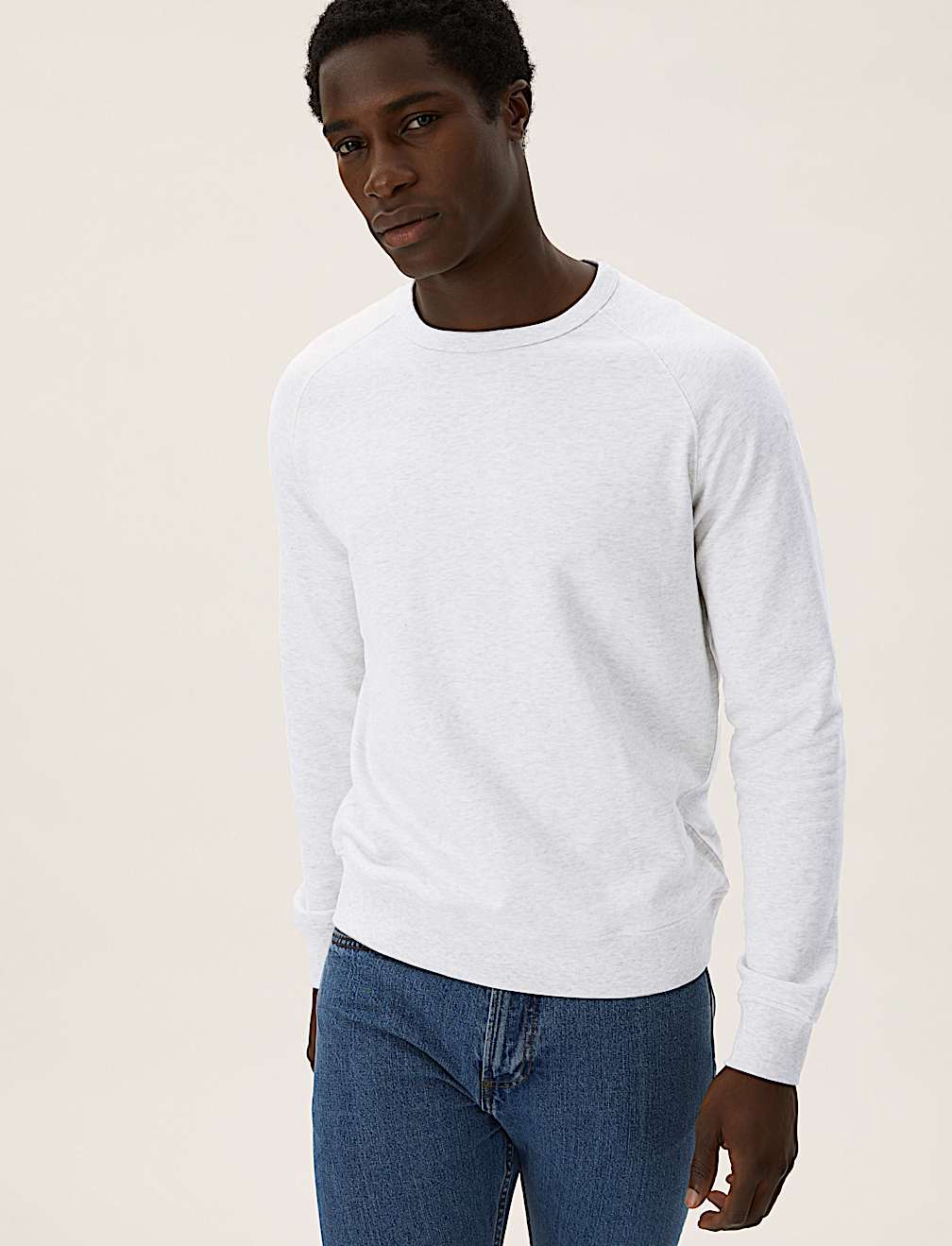 Pure Cotton Raglan Crew Neck Sweatshirt