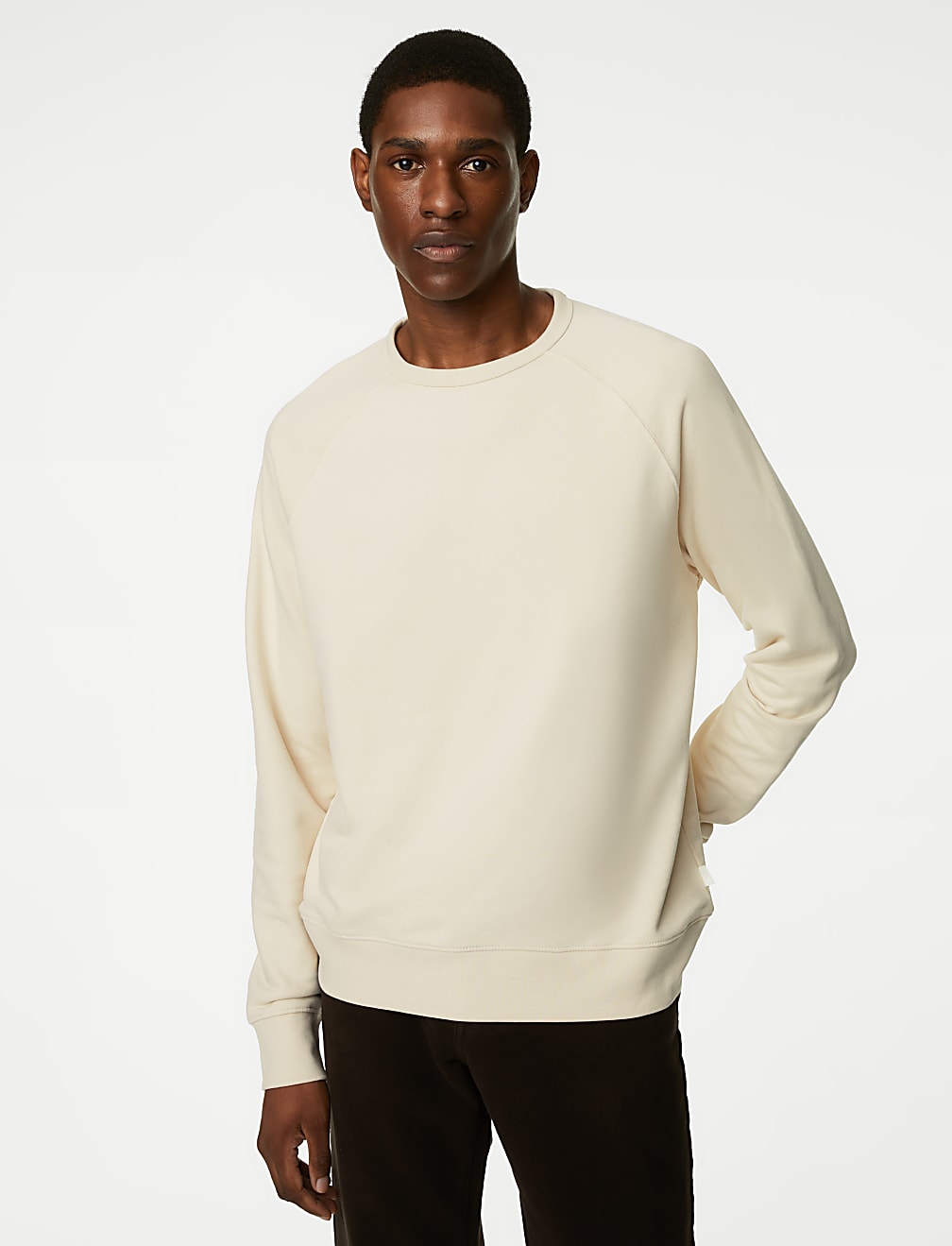 Pure Cotton Raglan Crew Neck Sweatshirt