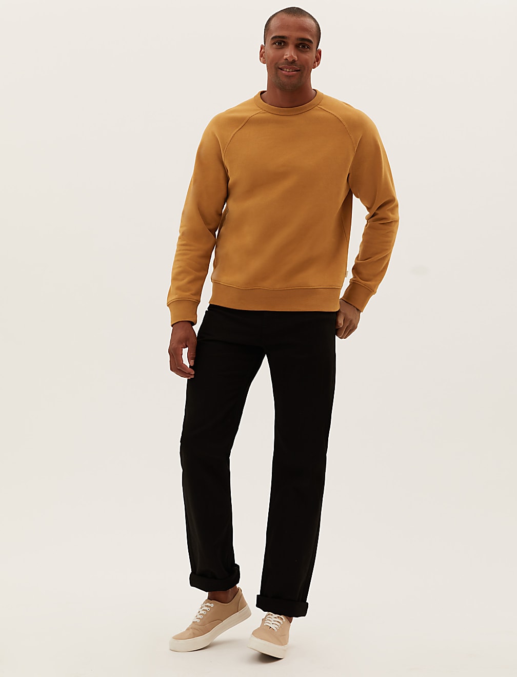 Pure Cotton Raglan Crew Neck Sweatshirt