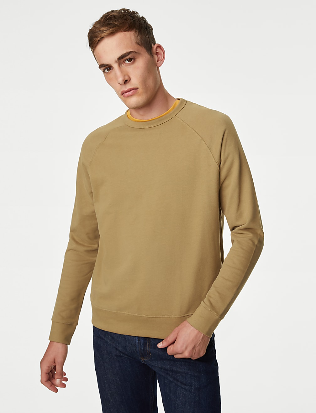 Pure Cotton Raglan Crew Neck Sweatshirt