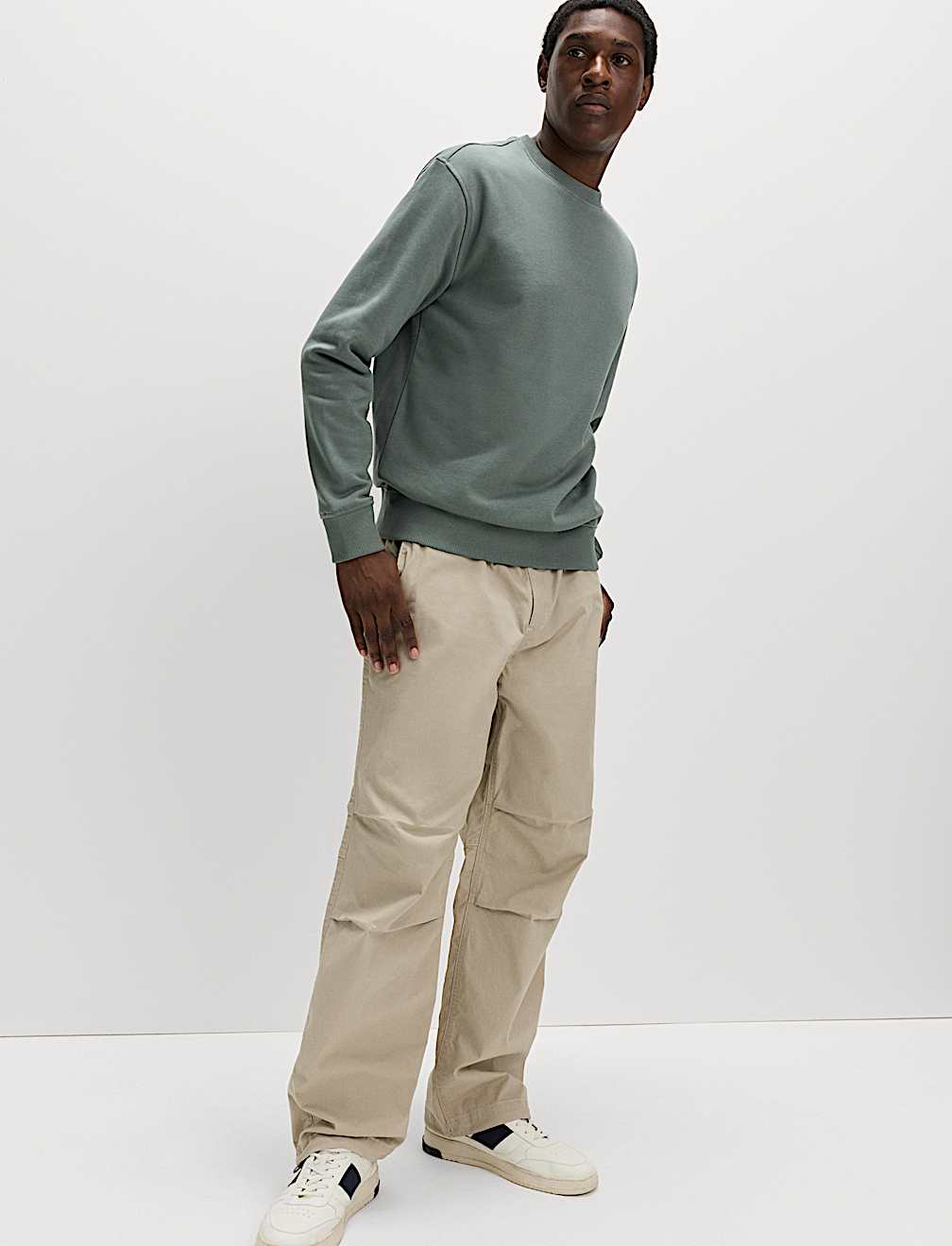 Cotton Rich Relaxed Fit Crew Neck Sweatshirt