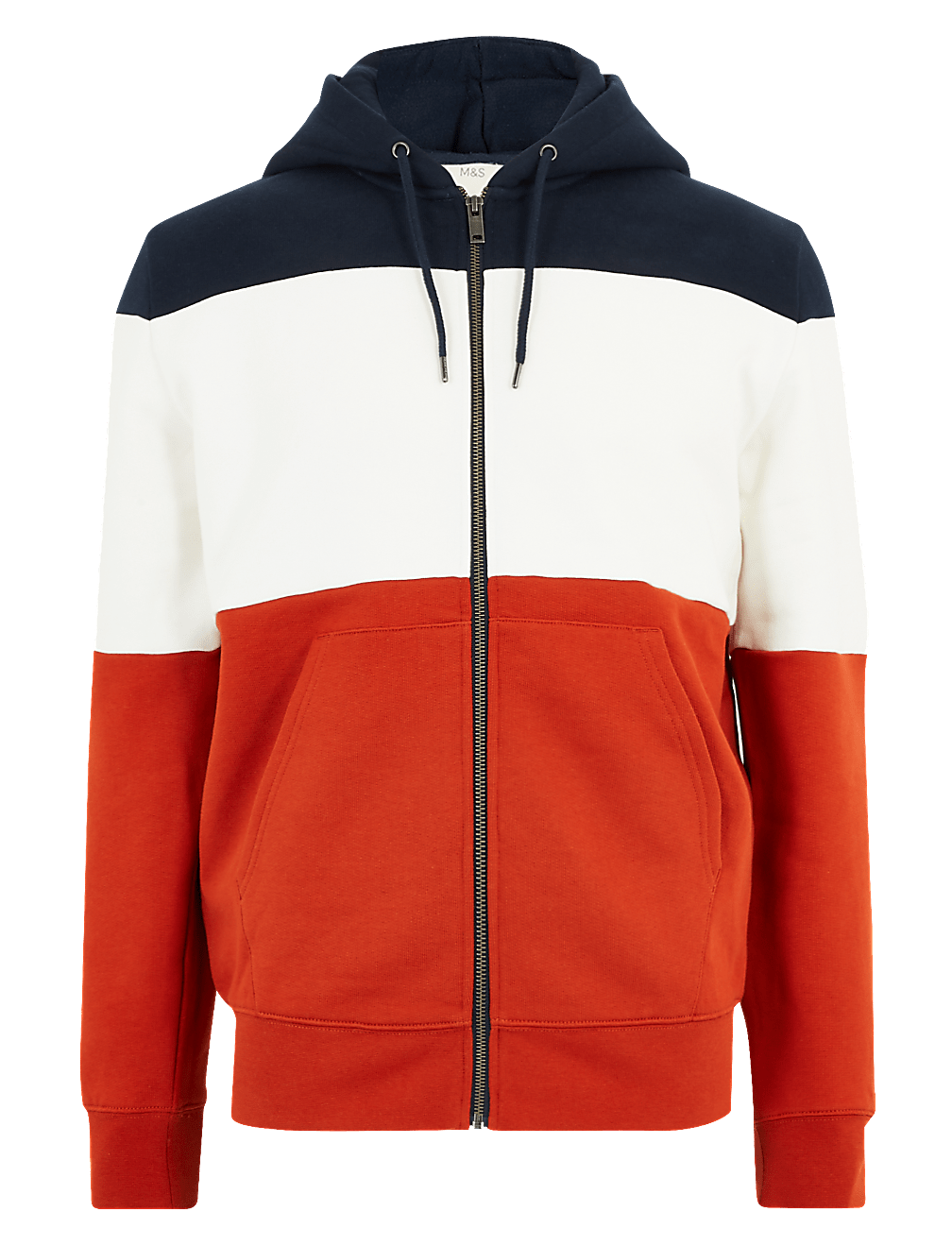 Colour Block Zip Up Hoodie