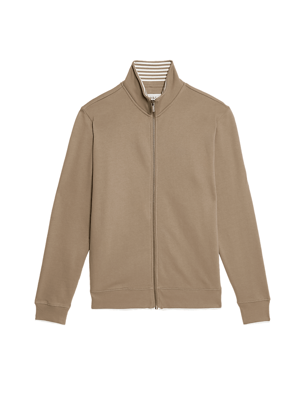 Pure Cotton Zip Up Funnel Neck Sweatshirt