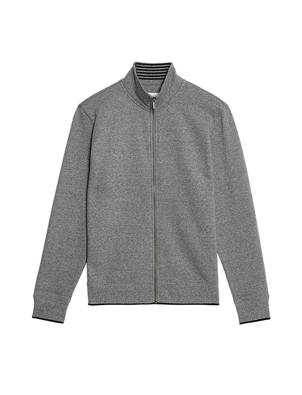 Pure Cotton Zip Up Funnel Neck Sweatshirt