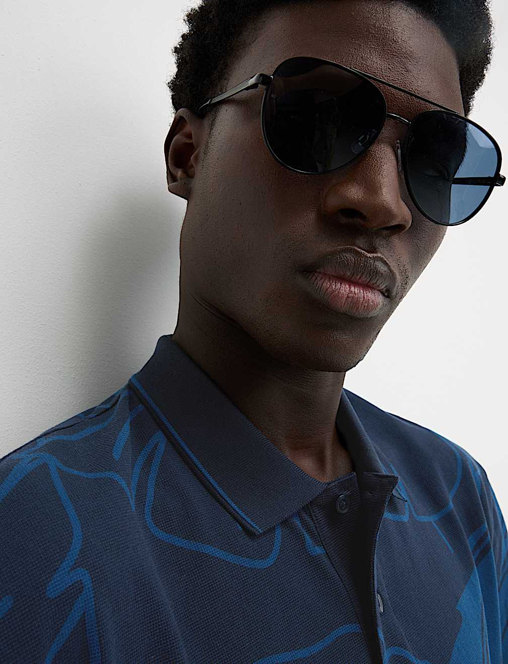 Pure Cotton Exploded Palm Print Polo Shirt