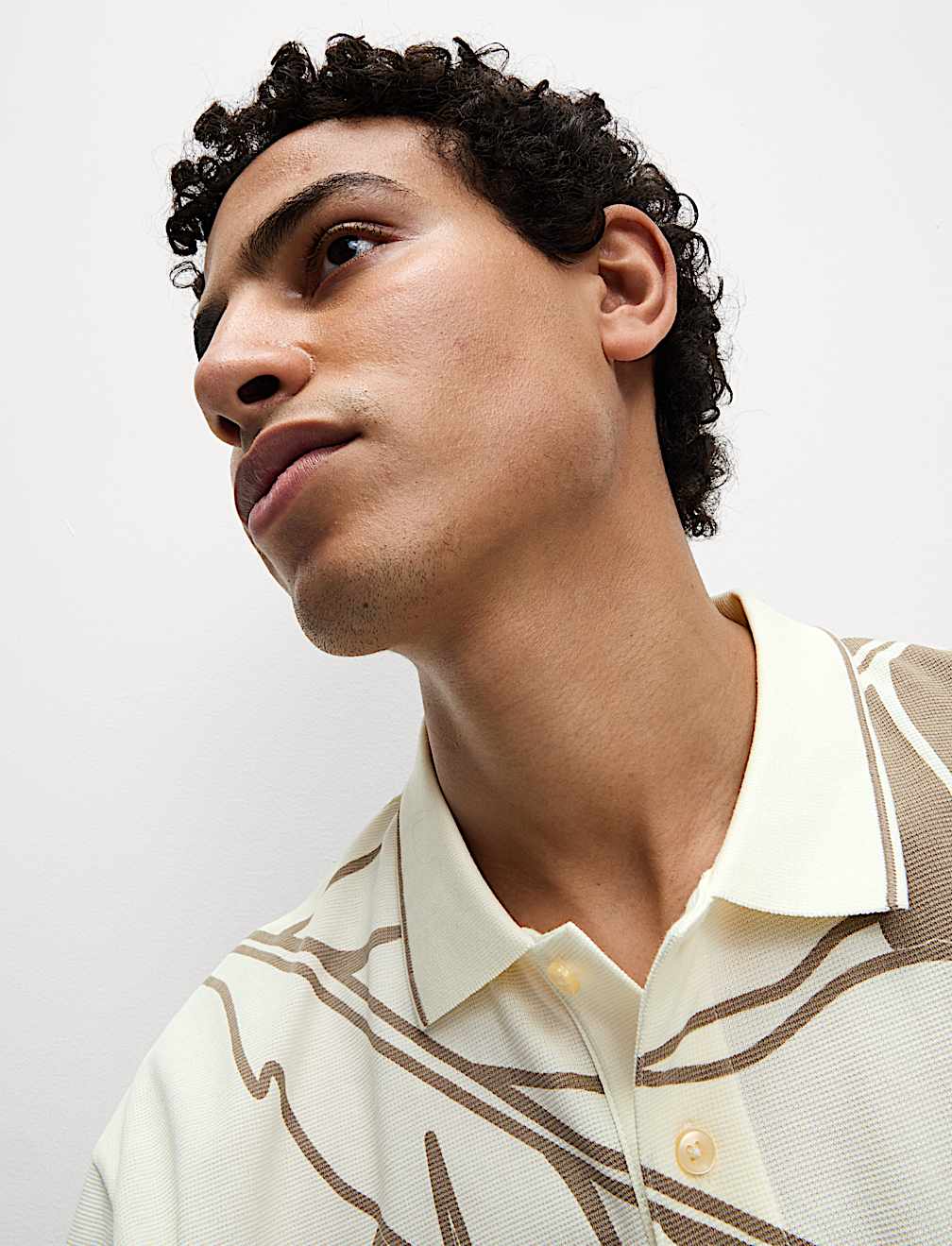 Pure Cotton Exploded Palm Print Polo Shirt