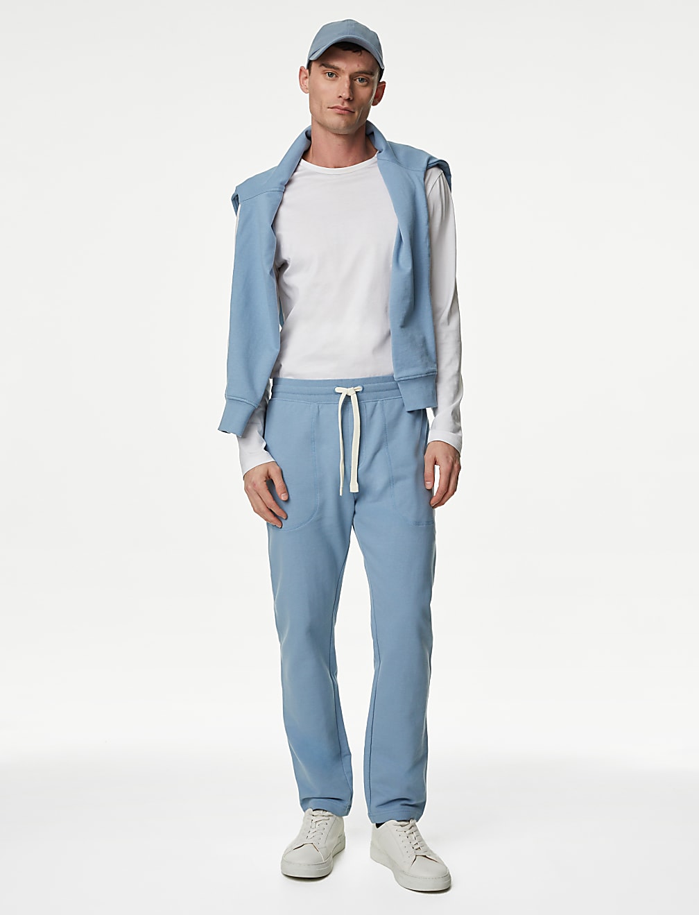 Drawstring Pure Cotton Straight Leg Joggers