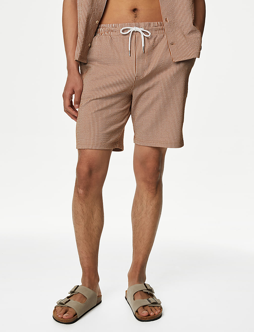 Striped Drawstring Jersey Shorts