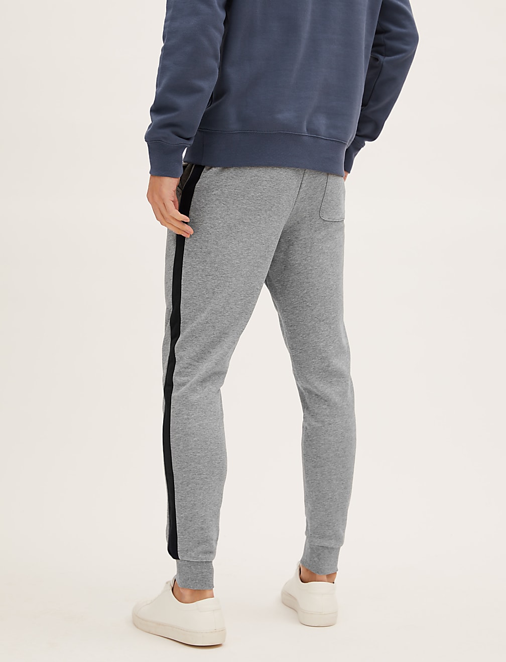 Side Stripe Cuffed Pure Cotton Joggers