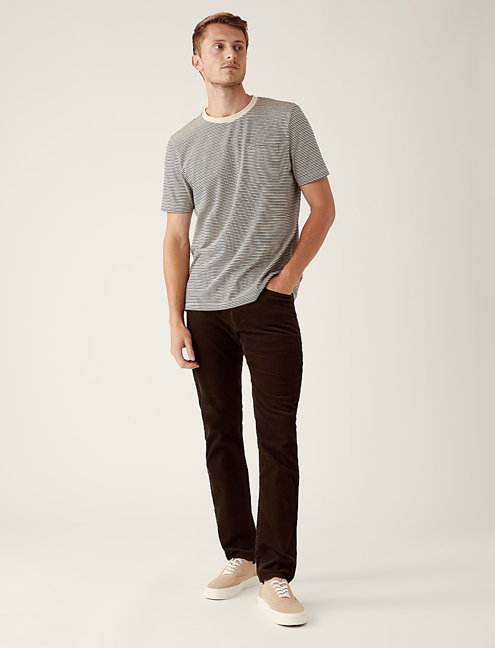 Pure Cotton Textured Striped T-Shirt