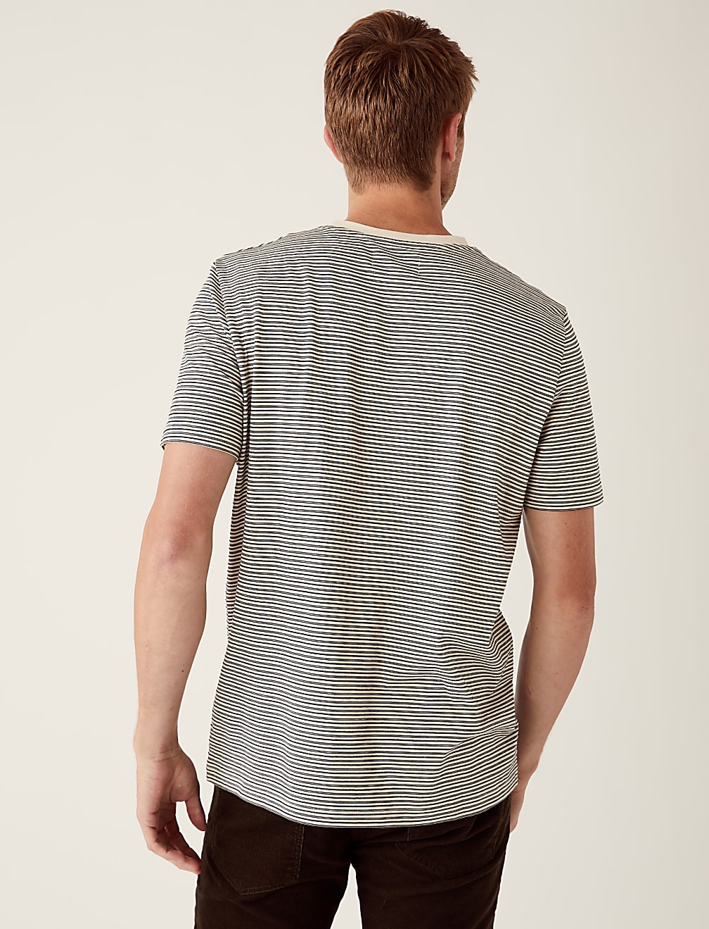 Pure Cotton Textured Striped T-Shirt