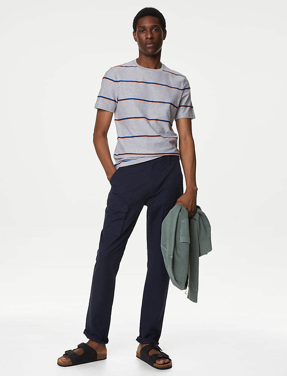 Pure Cotton Textured Striped T-Shirt