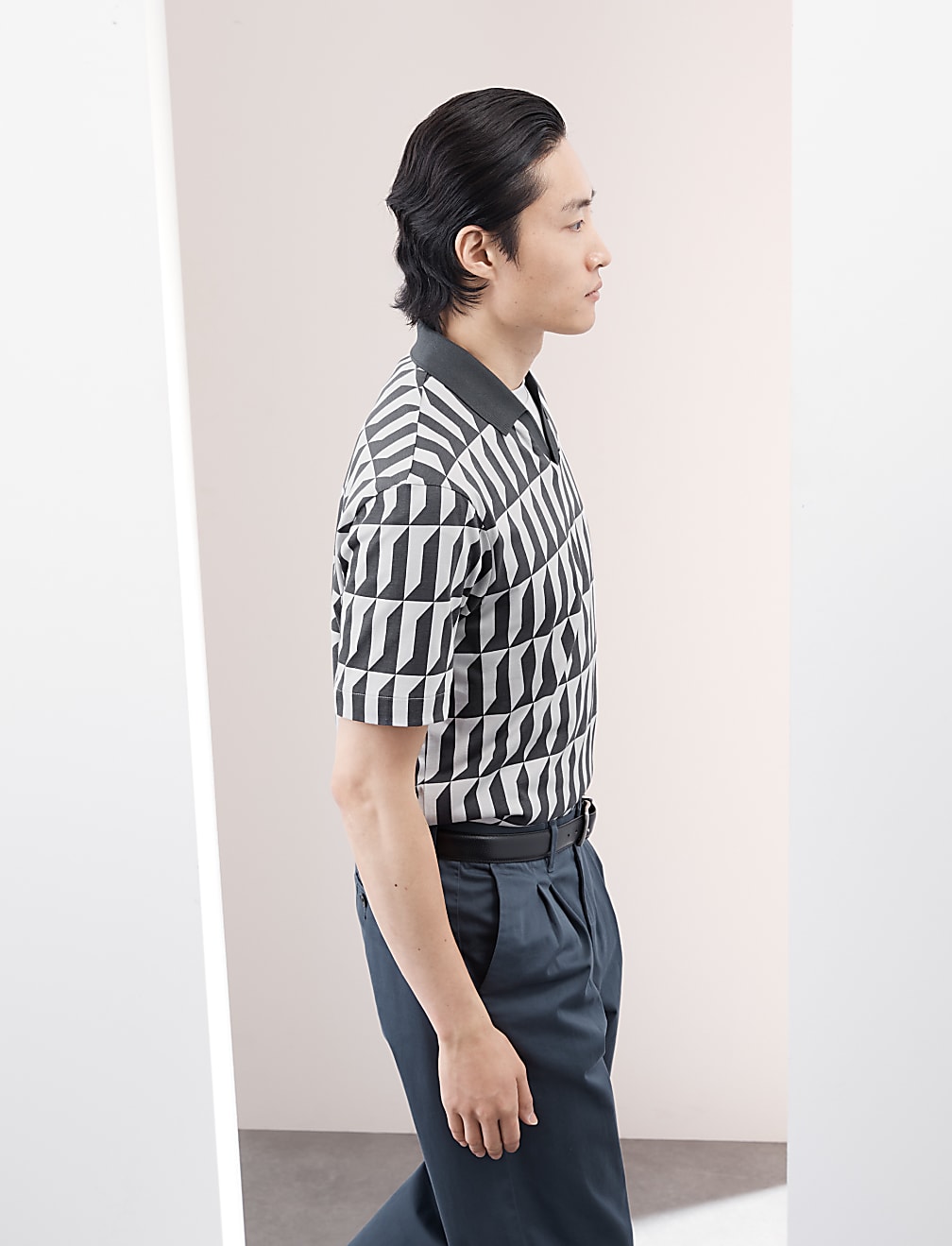 Pure Supima® Cotton Geometric Print Polo Shirt