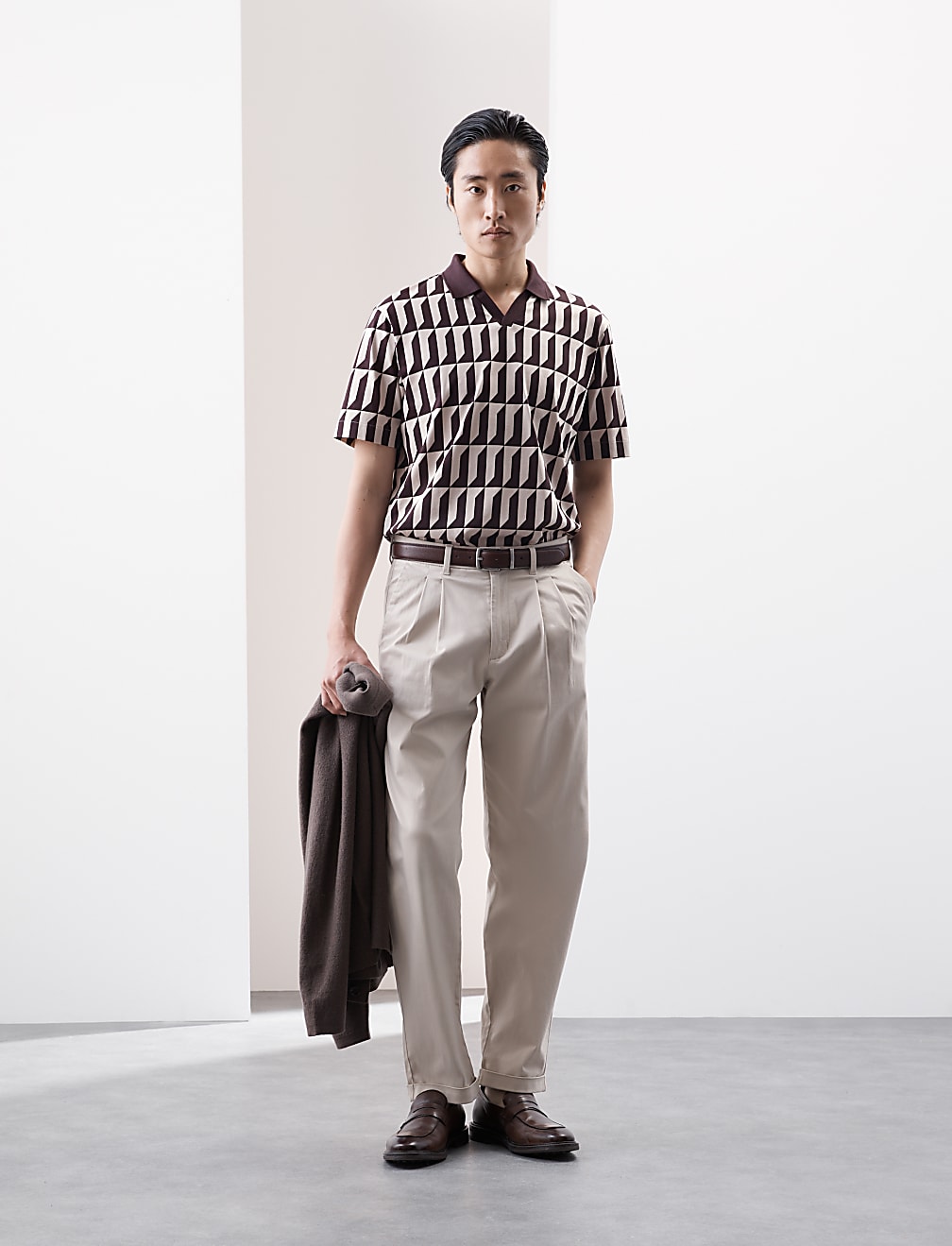 Pure Supima® Cotton Geometric Print Polo Shirt