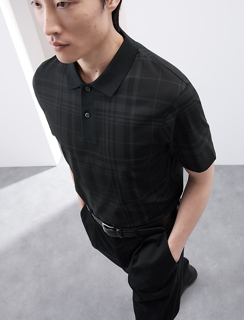 Pure Cotton Check Polo Shirt