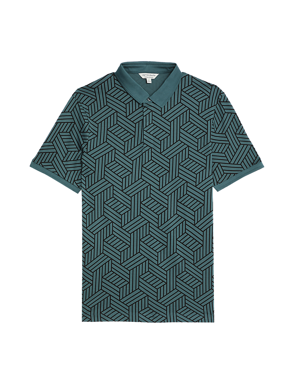 Pure Cotton Geometric Print Polo Shirt