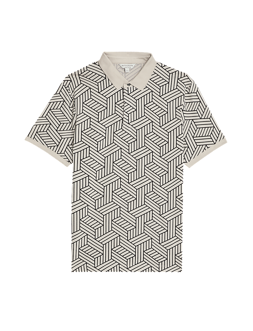 Pure Cotton Geometric Print Polo Shirt