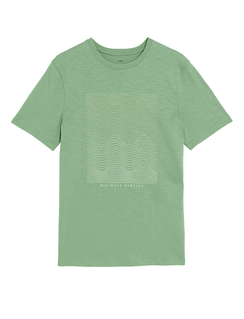 Pure Cotton Wave Graphic Crew Neck T-Shirt