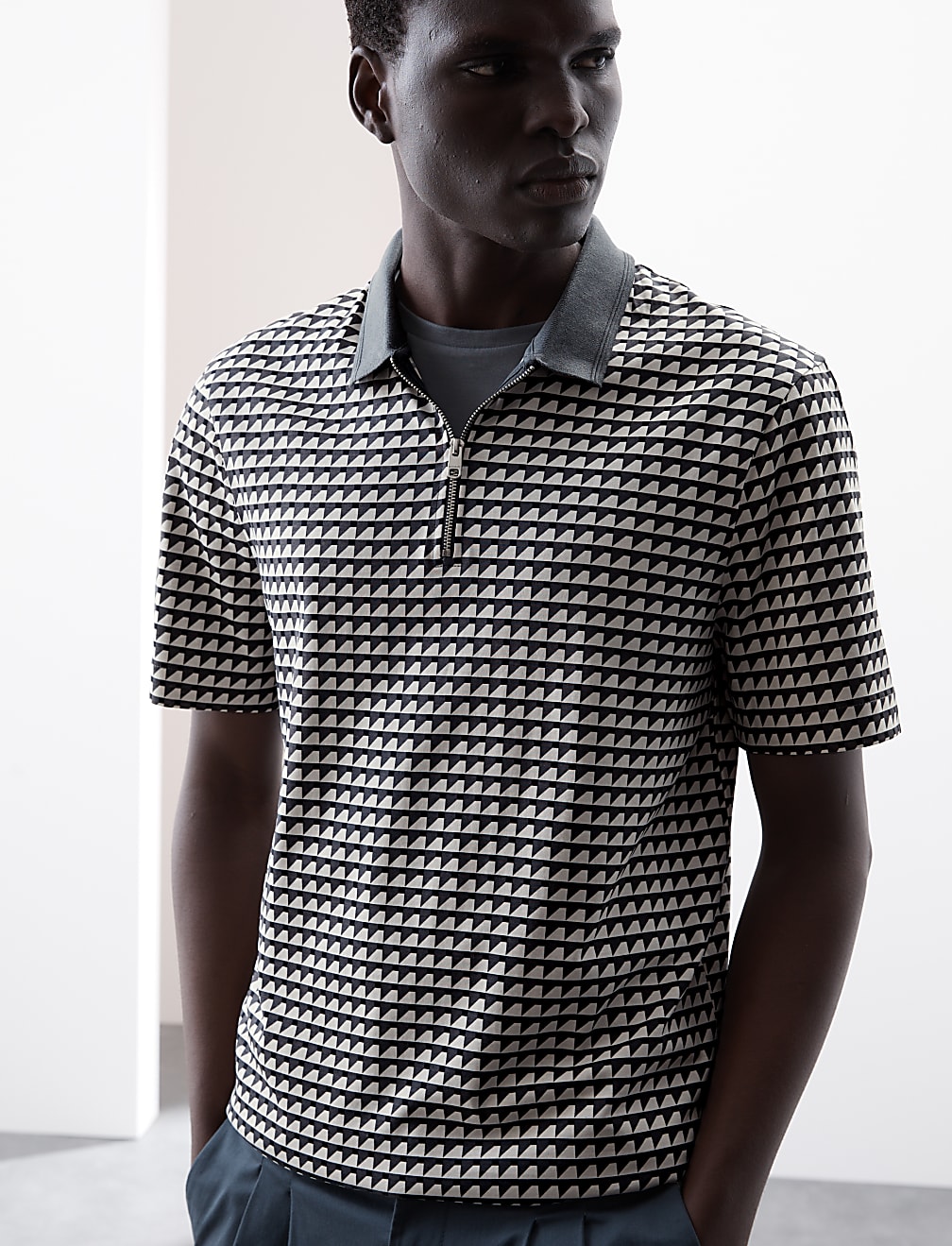 Pure Supima® Cotton Geometric Polo Shirt