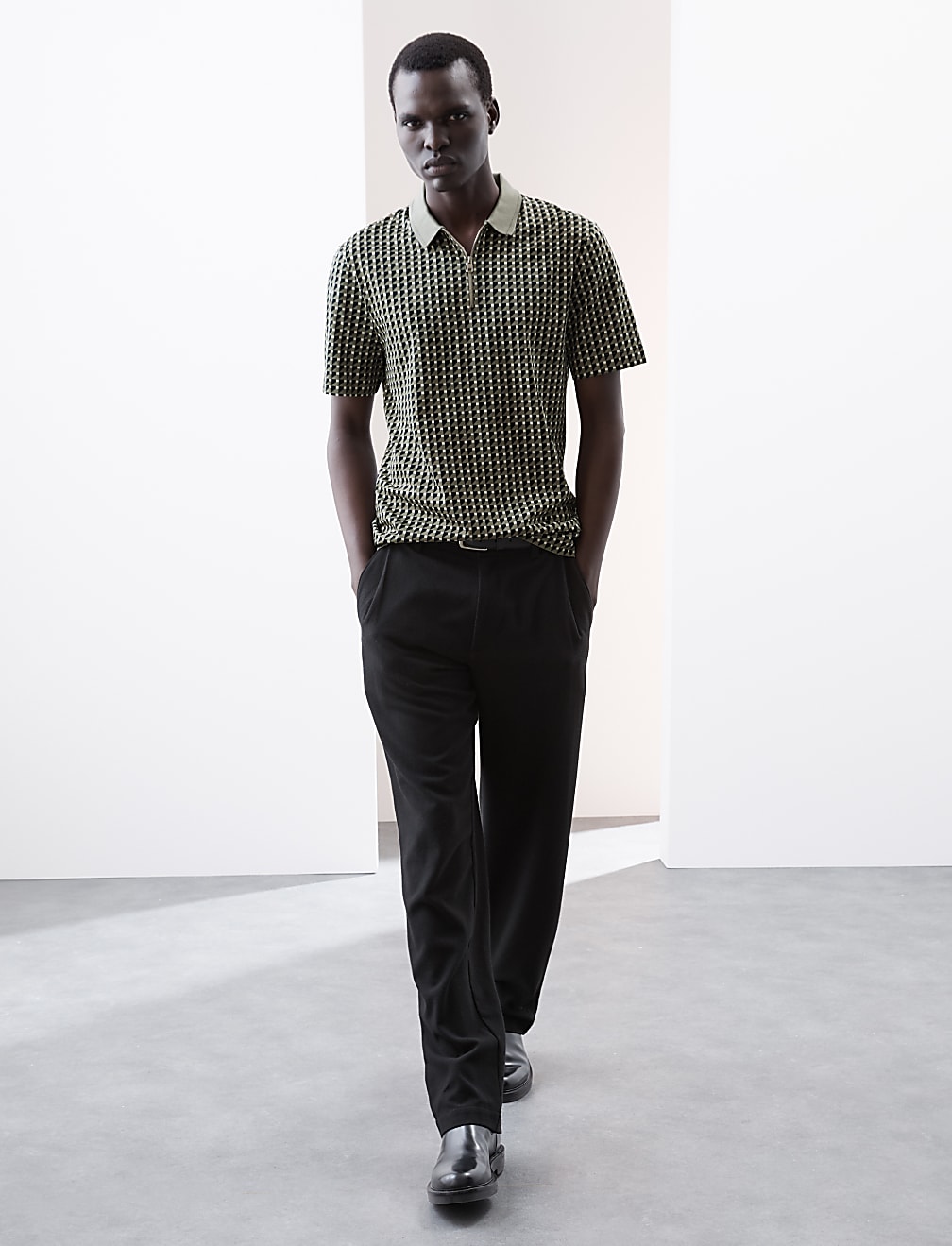 Pure Supima® Cotton Geometric Polo Shirt