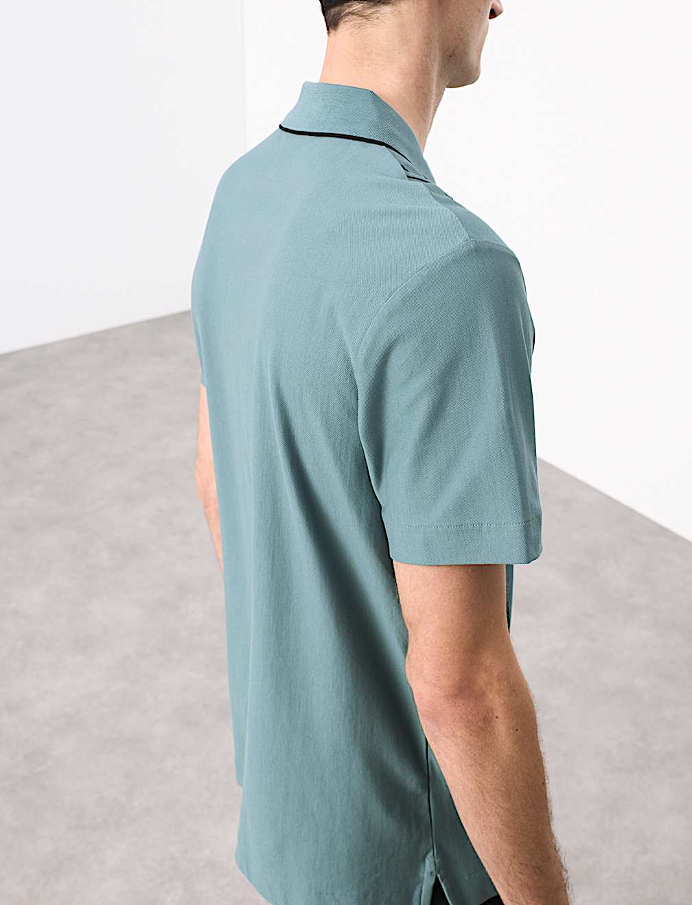 Cotton Rich Striped Revere Polo Shirt