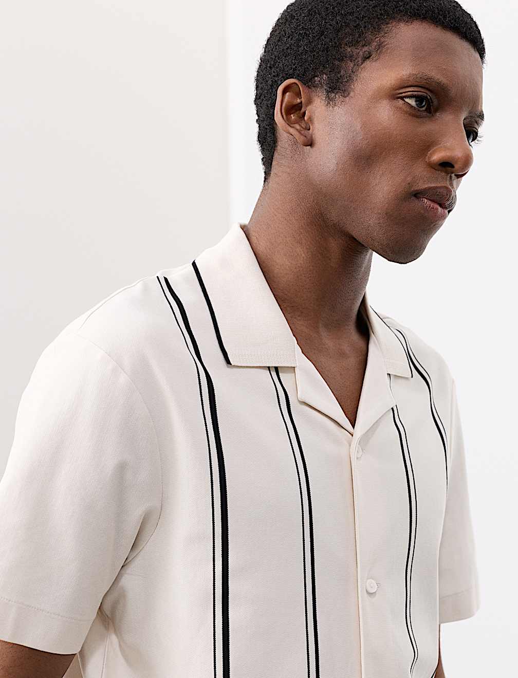 Cotton Rich Striped Revere Polo Shirt