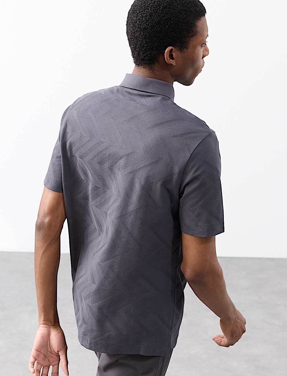 Pure Cotton Geometric Print Polo Shirt