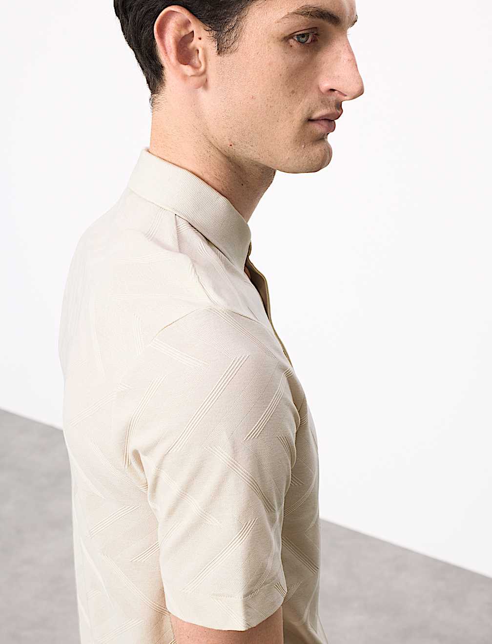 Pure Cotton Geometric Print Polo Shirt