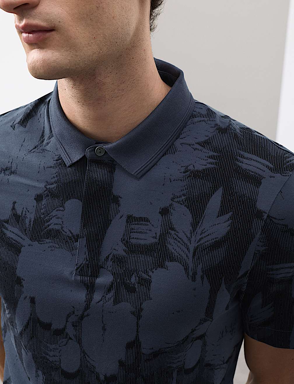 Pure Cotton Floral Print Polo Shirt