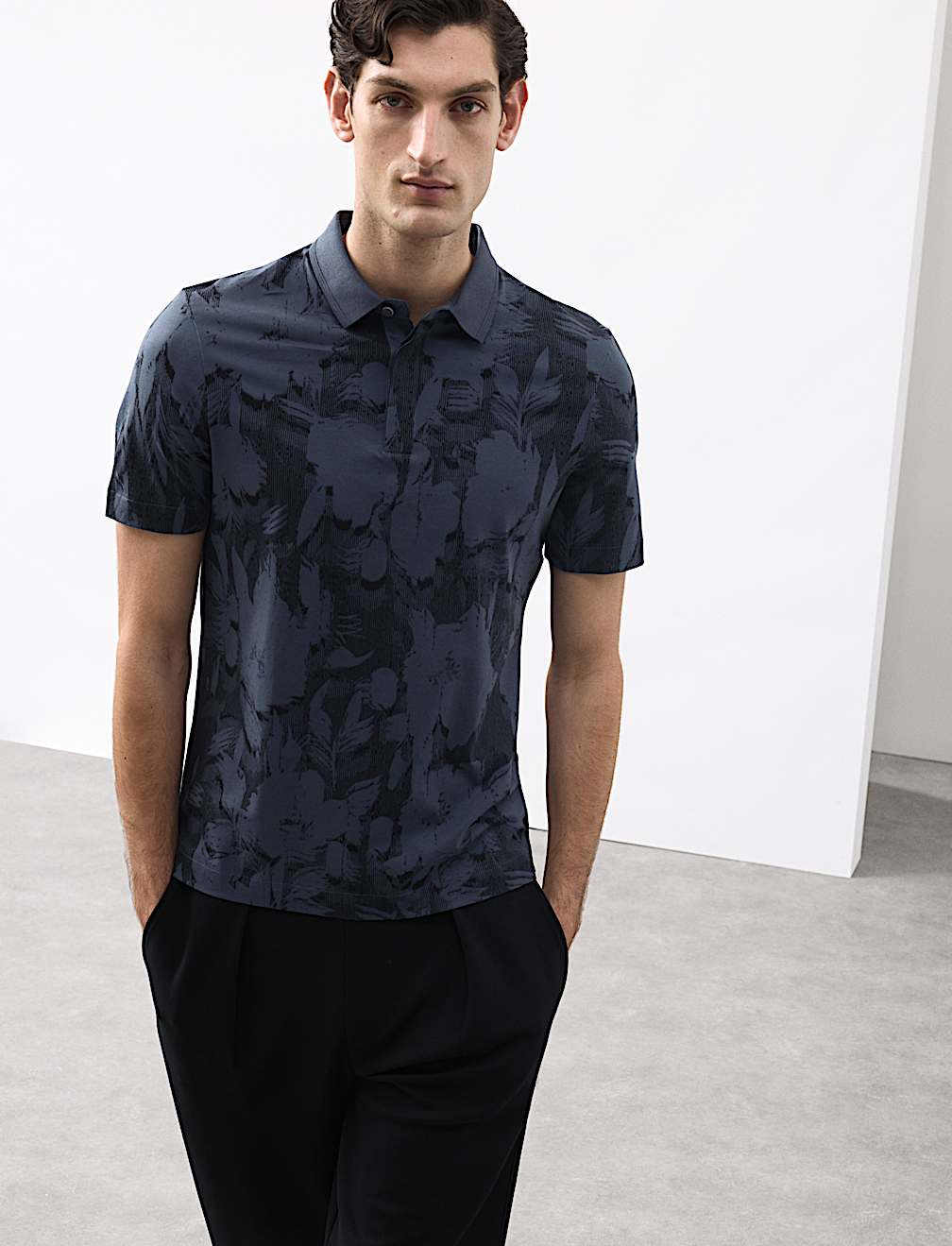 Pure Cotton Floral Print Polo Shirt