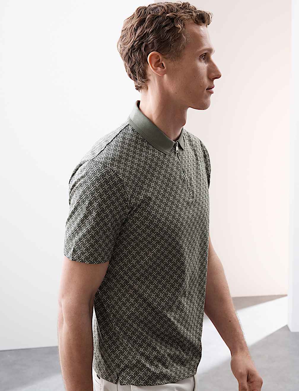Pure Supima® Cotton Geometric Print Polo Shirt