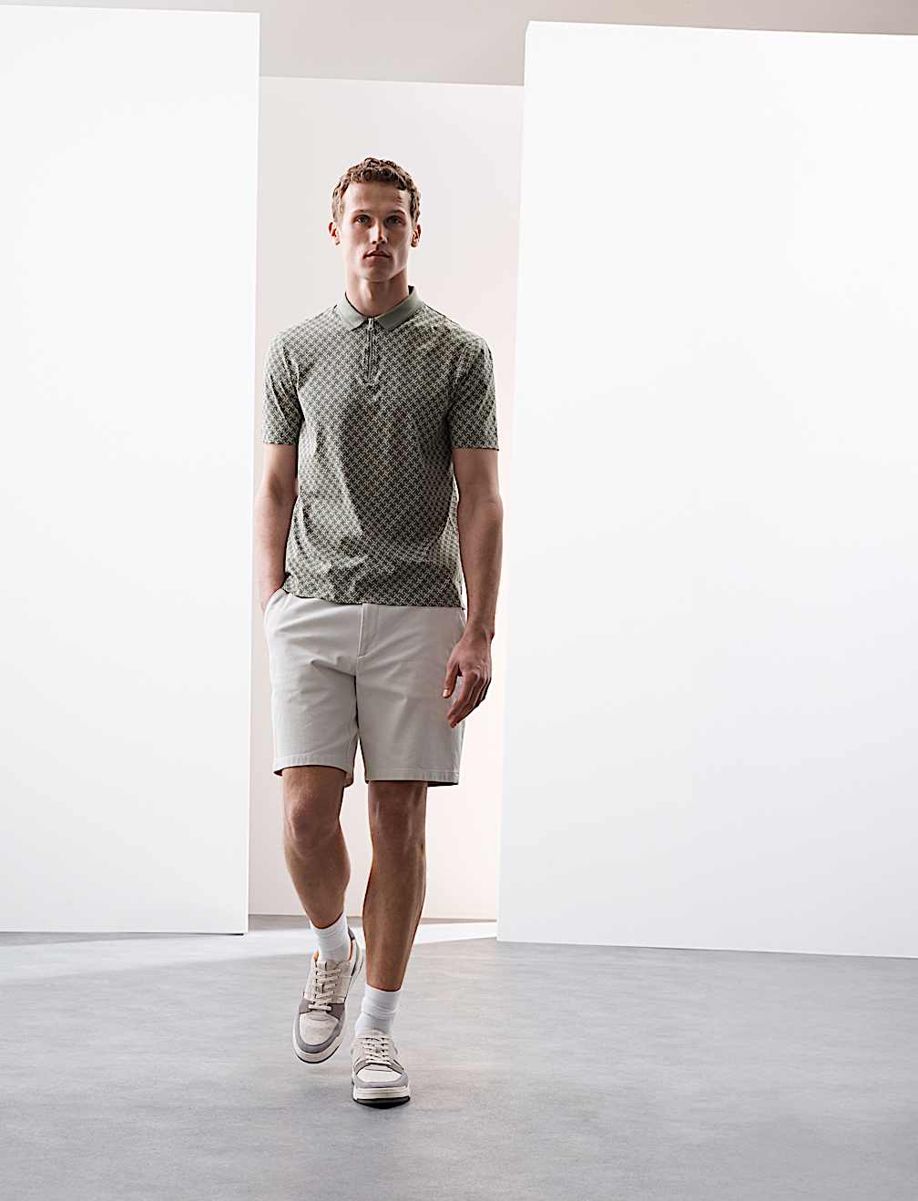 Pure Supima® Cotton Geometric Print Polo Shirt