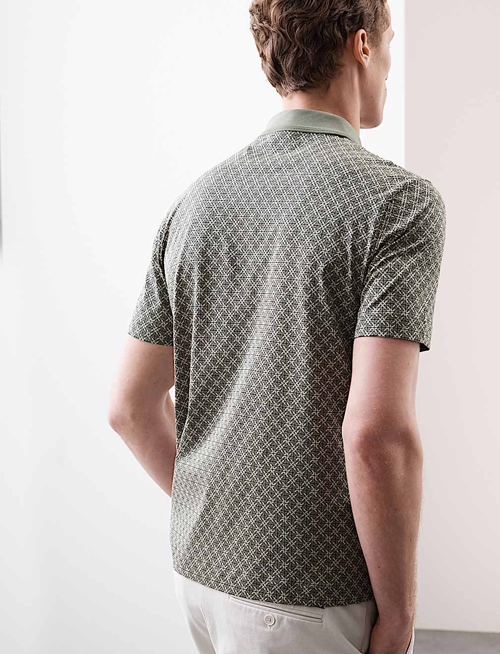 Pure Supima® Cotton Geometric Print Polo Shirt