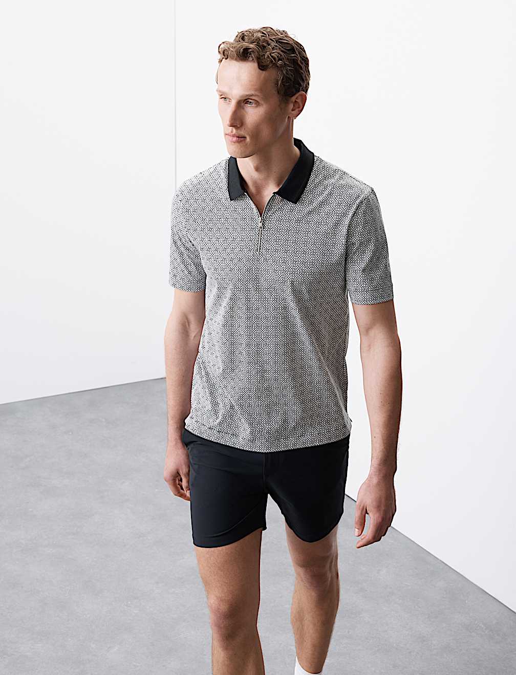 Pure Supima® Cotton Geometric Print Polo Shirt