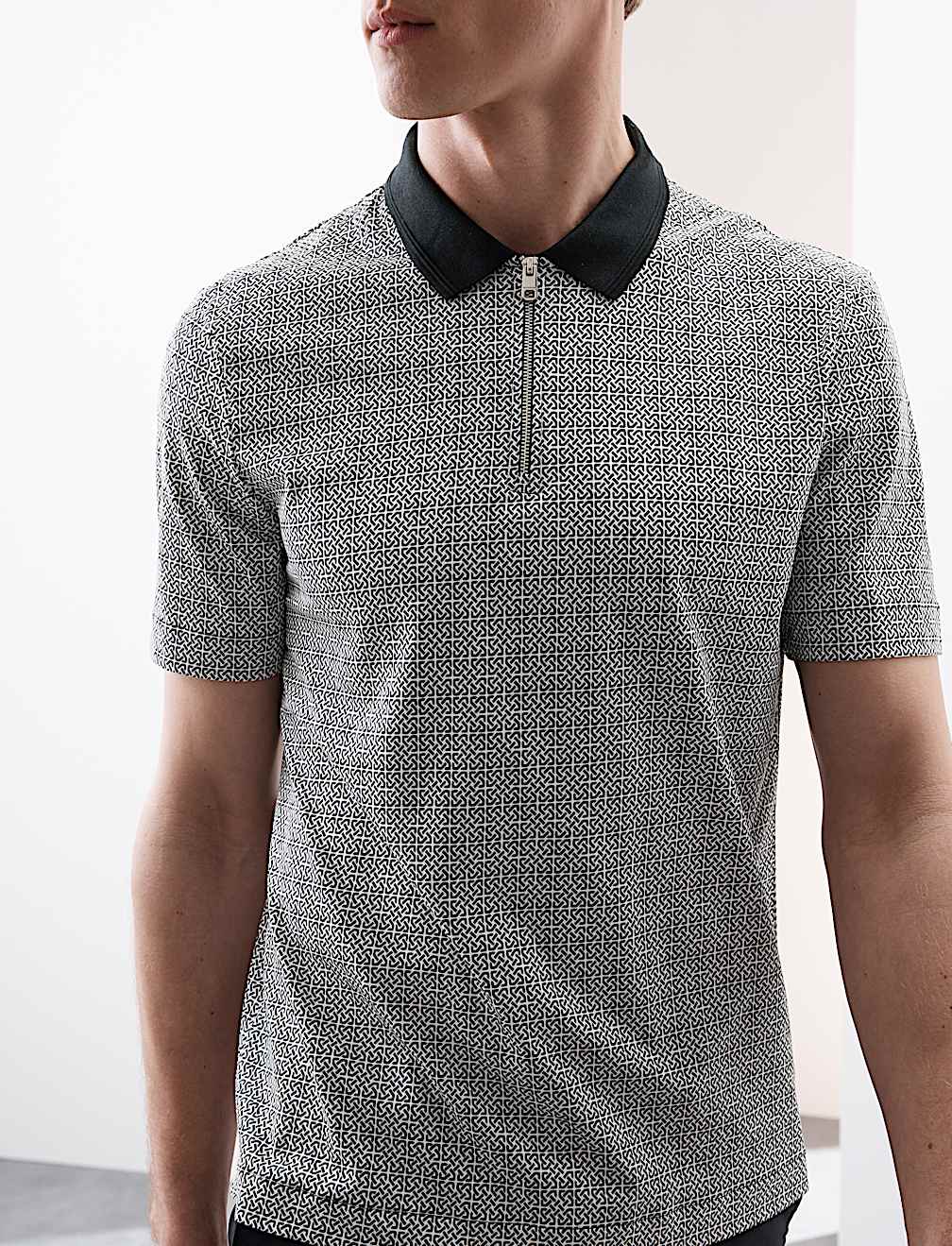Pure Supima® Cotton Geometric Print Polo Shirt