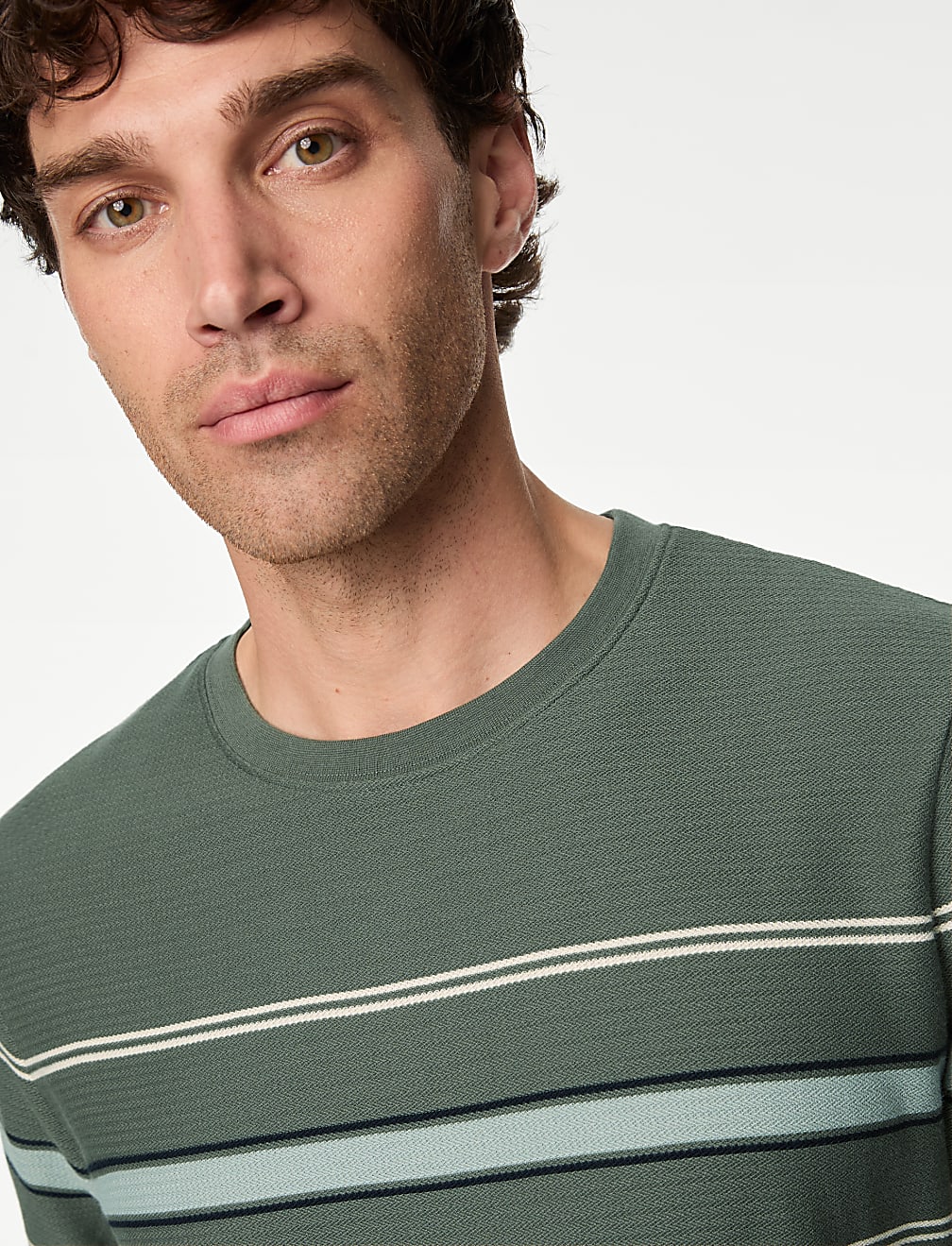 Pure Cotton Herringbone Striped T-shirt
