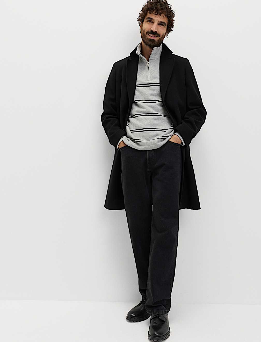 Pure Cotton Striped Half Zip Sweatshirt