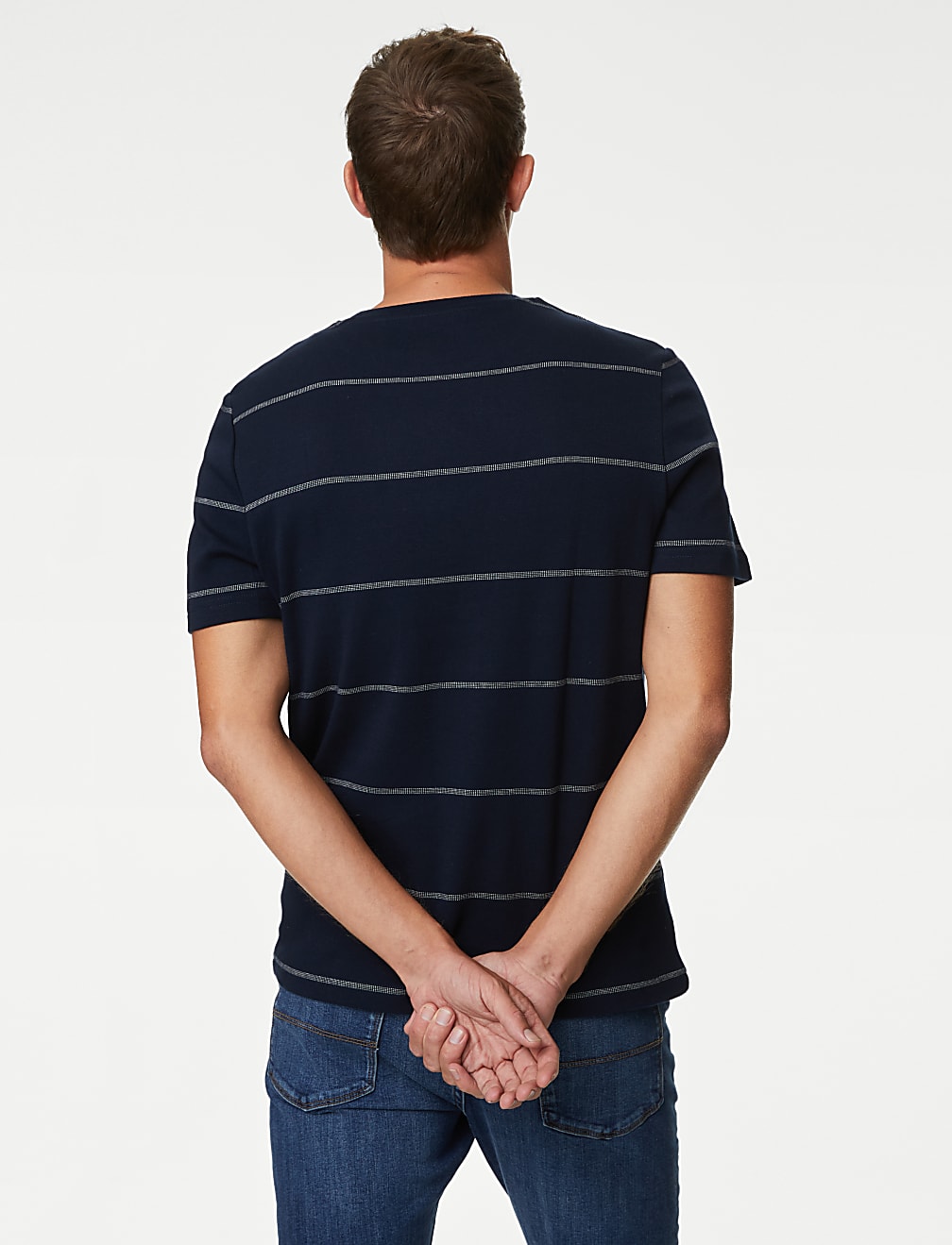Pure Cotton Double Knit Striped T-Shirt