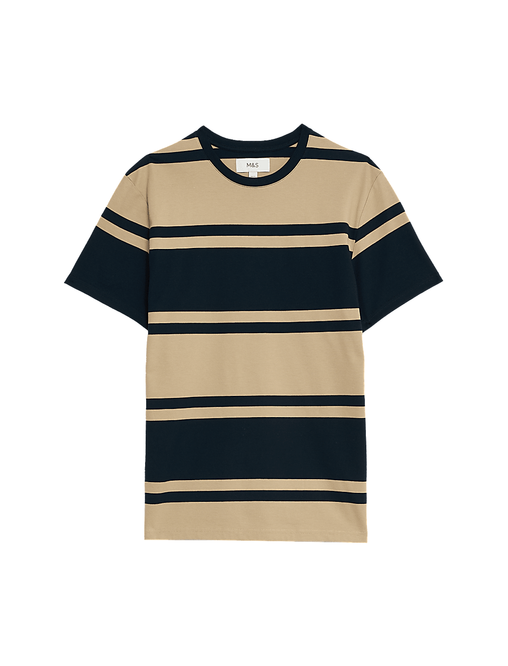 Pure Cotton Colour Block Striped T-Shirt